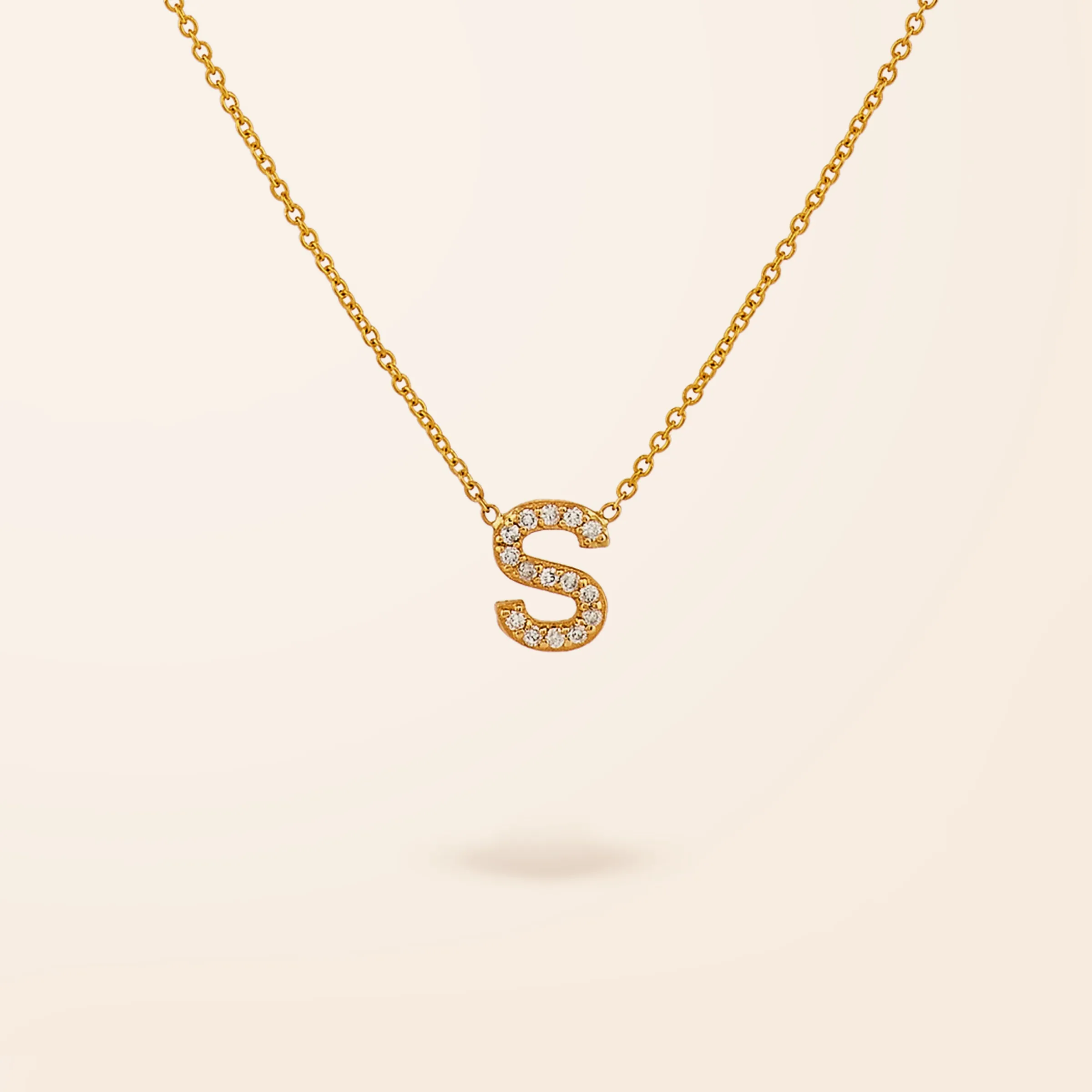 10K Gold One Diamond Initial Drop Necklace