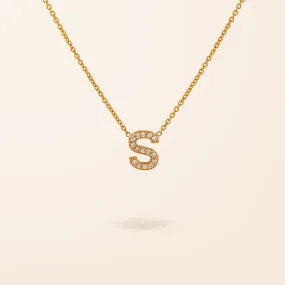 10K Gold One Diamond Initial Drop Necklace