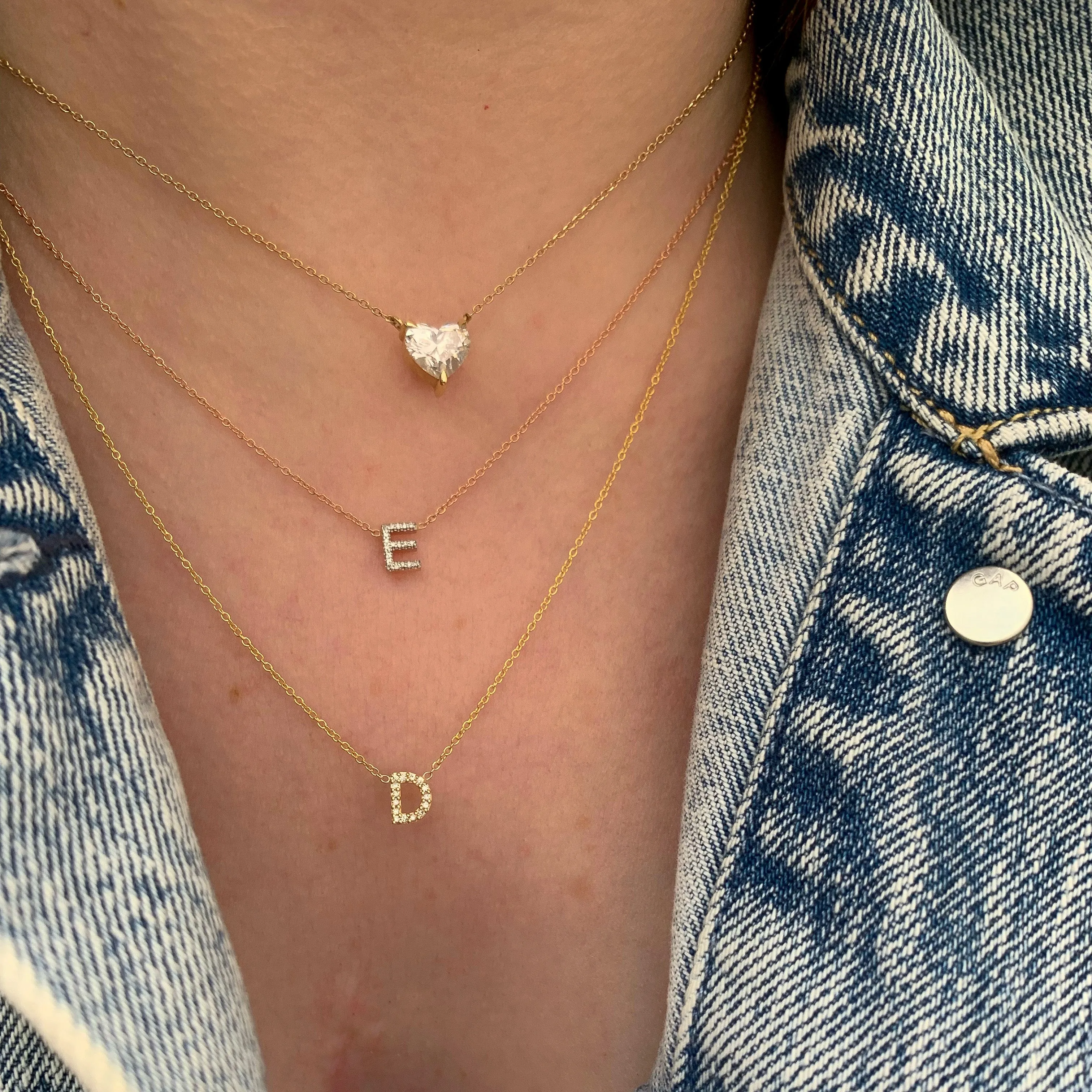 10K Gold One Diamond Initial Drop Necklace