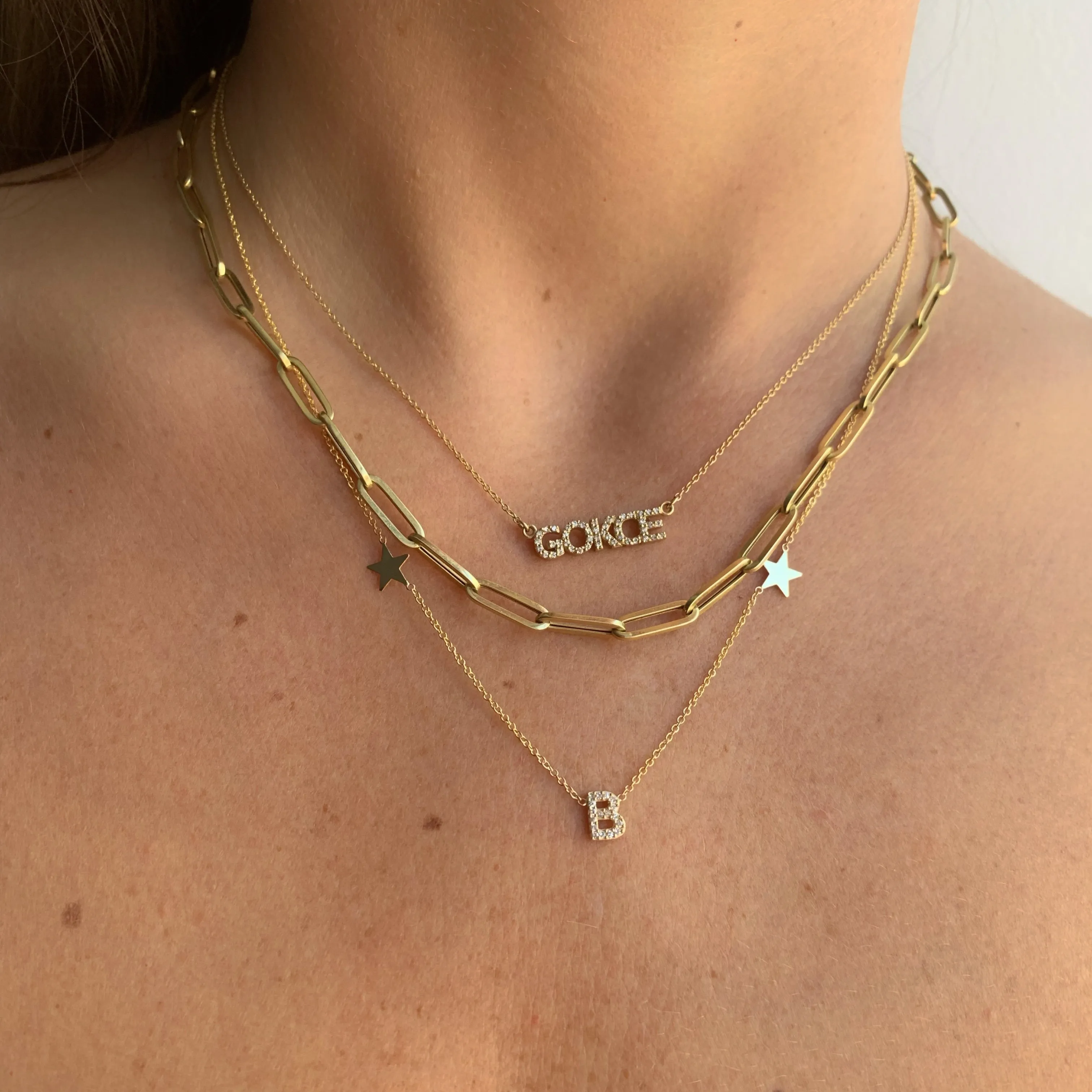 10K Gold One Diamond Initial Drop Necklace