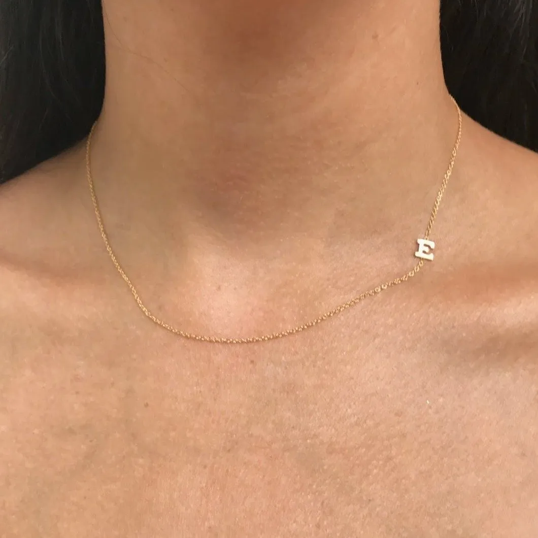 14K Gold One Asymmetrical Initial Necklace