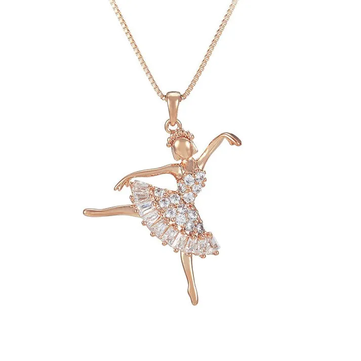 14K Rose Gold PlatedBallerina Necklace