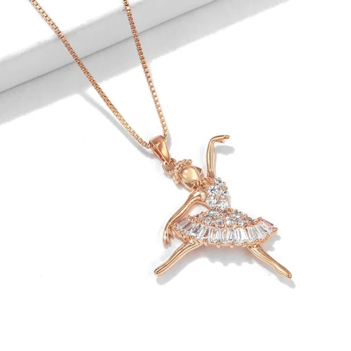 14K Rose Gold PlatedBallerina Necklace