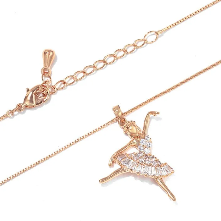 14K Rose Gold PlatedBallerina Necklace