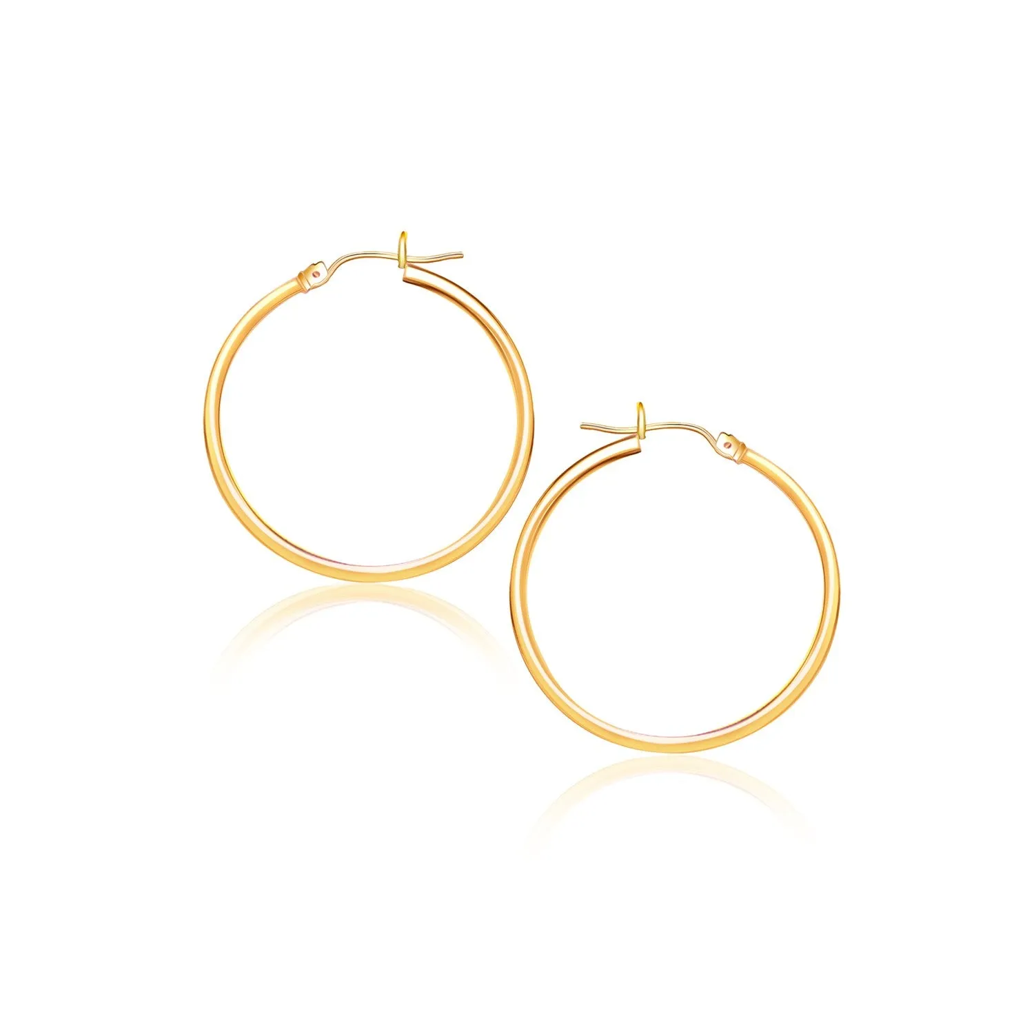 14k Yellow Gold Polished Hoop Earrings (40 mm)-rx49394