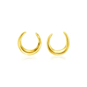 14k Yellow Gold Polished Moon Earrings-rx96066