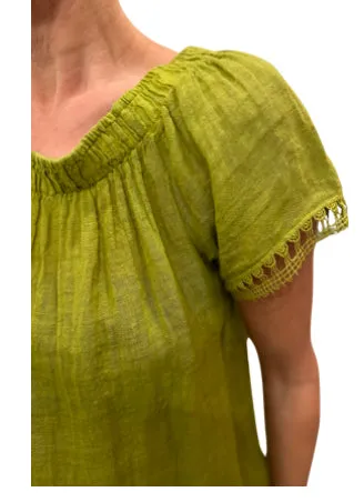 15-248 Green Linen Blouse