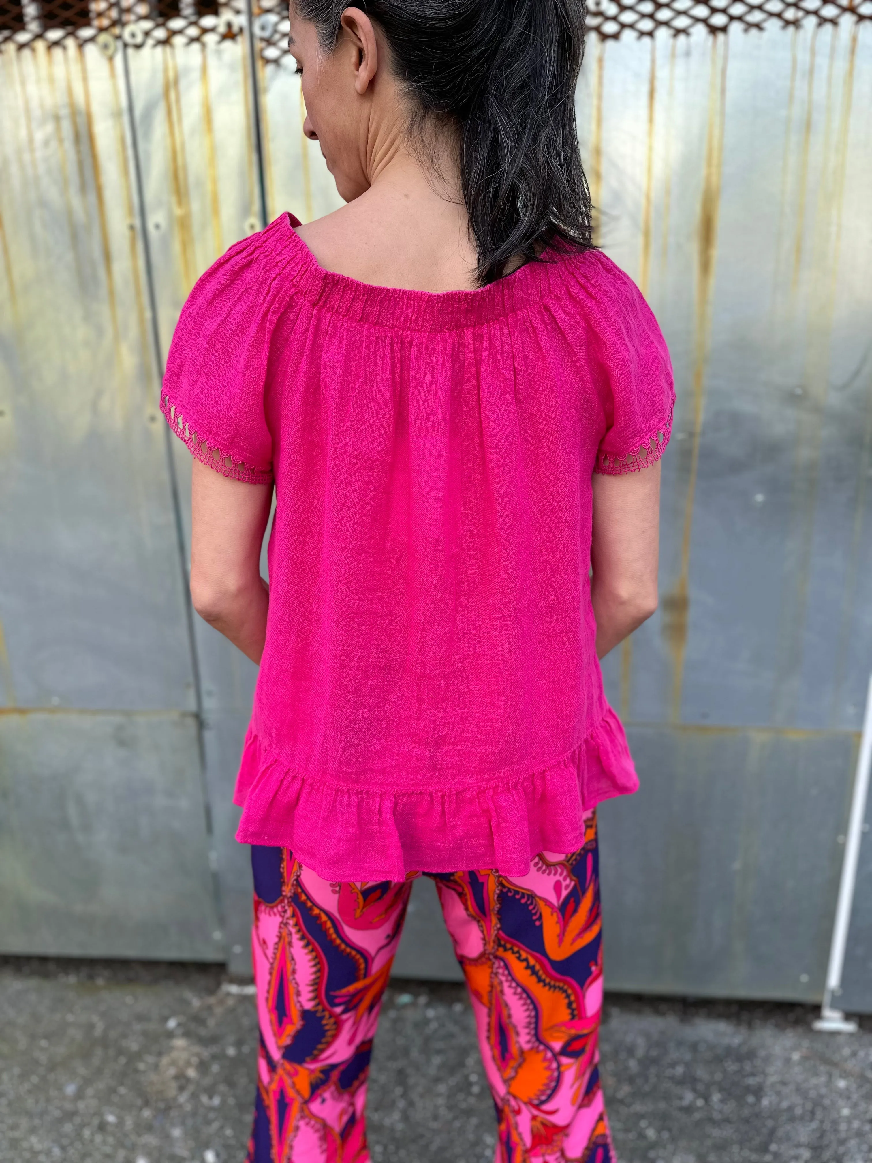 15-248 Pink Linen Blouse