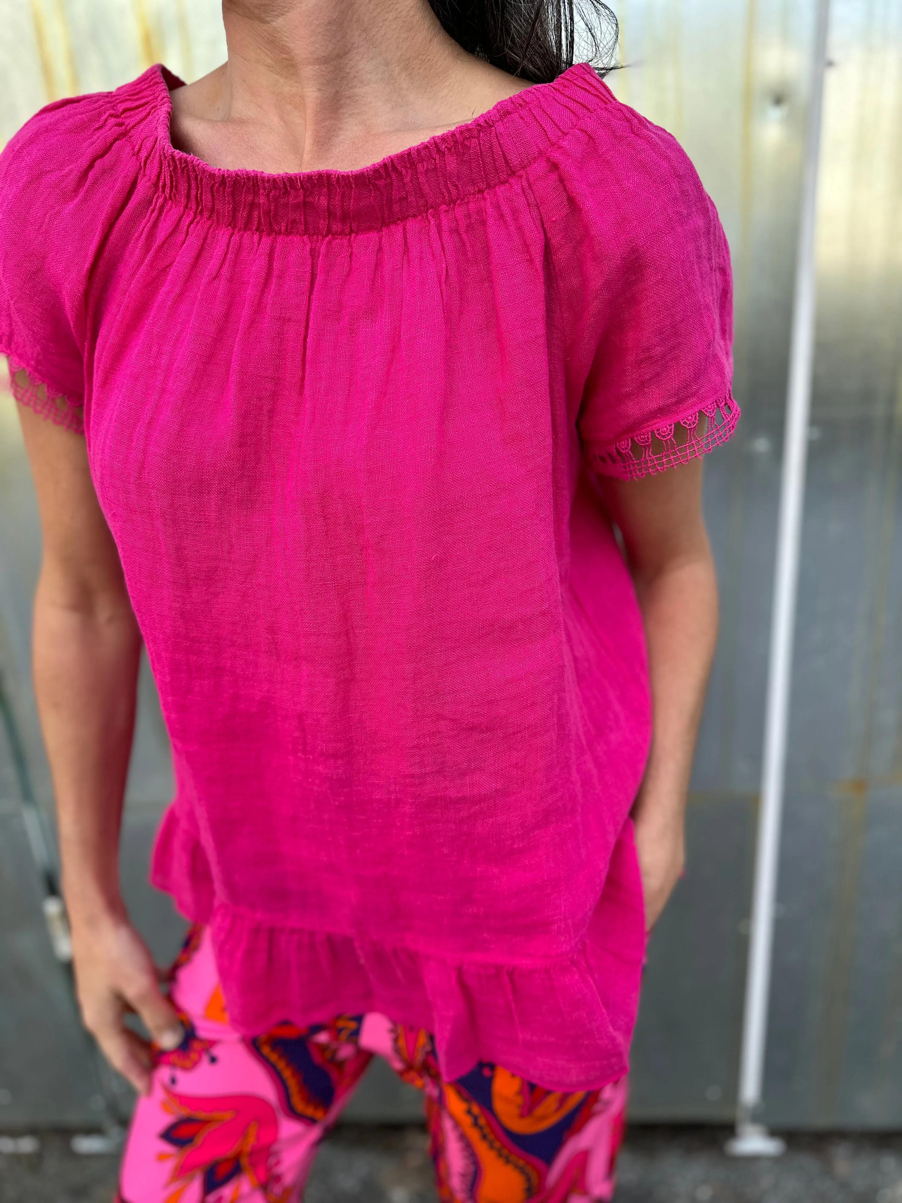 15-248 Pink Linen Blouse