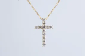 18 14k Yellow Gold 0.55tcw Diamond Cross Pendant Necklace (3.40g.)