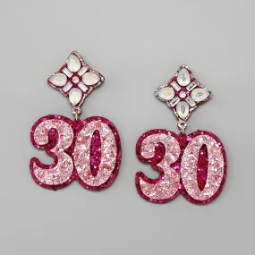 30 Birthday Glitter Earrings