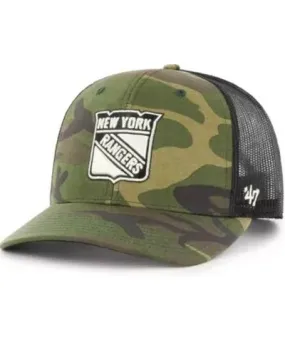 '47 Men's NHL Camo/Black New York Rangers Trucker Snapback Hat