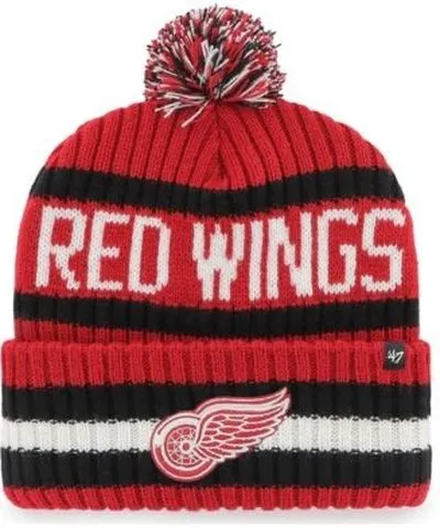 '47 Men's NHL Detroit Wings Bering Cuffed Knit Hat with Pom