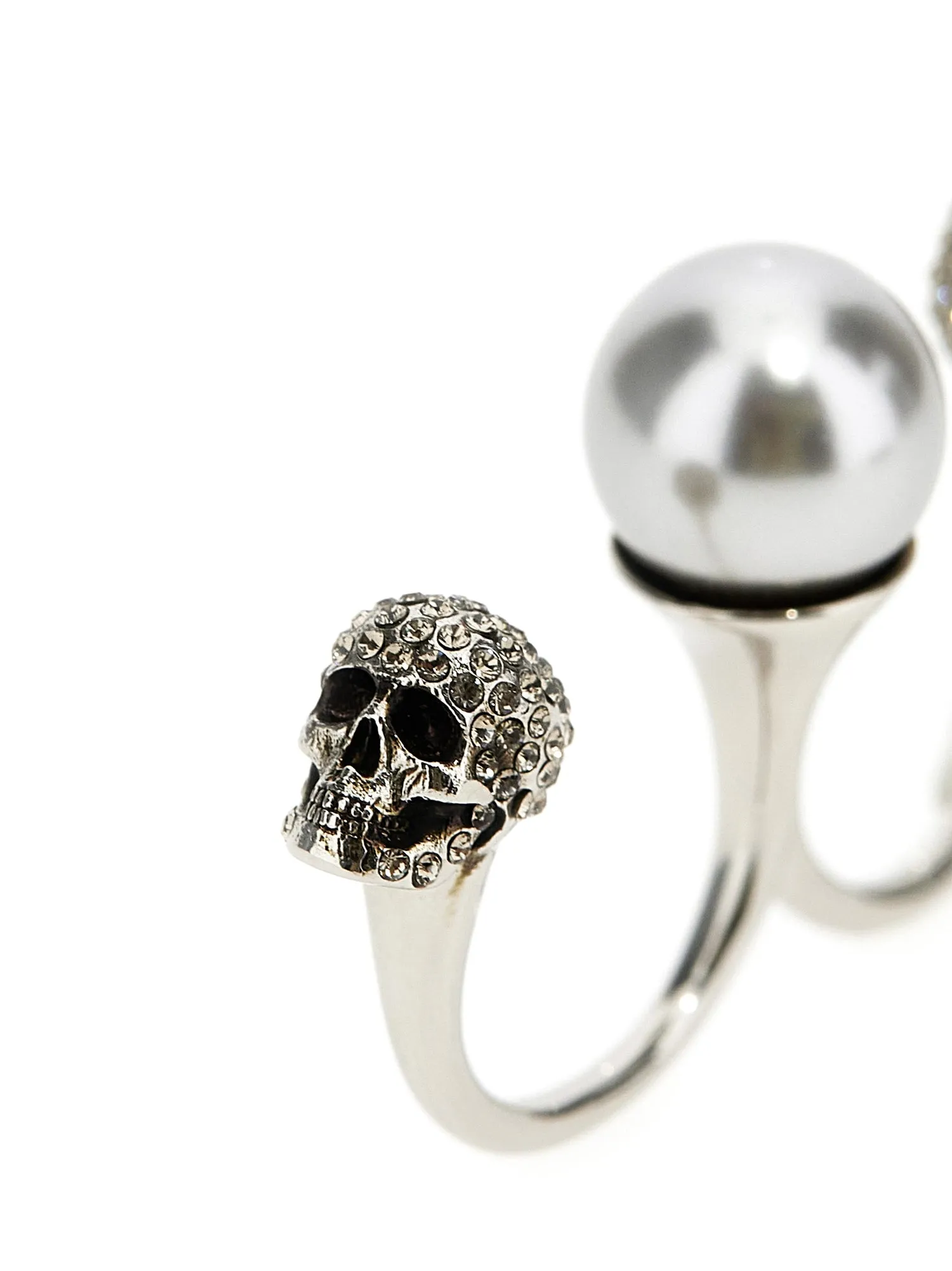 Alexander McQueen    Alexander Mcqueen Pearl Skull Double Ring