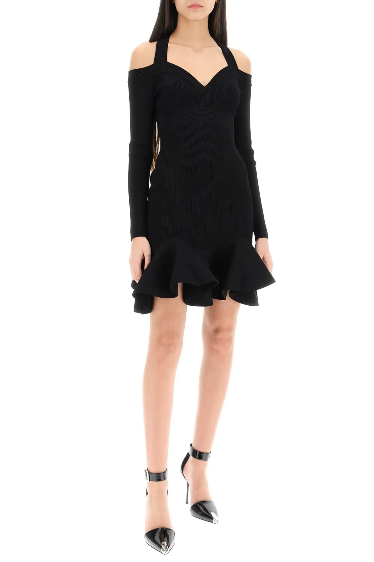 Alexander McQueen    Alexander Mcqueen Ribbed Knit Mini Dress