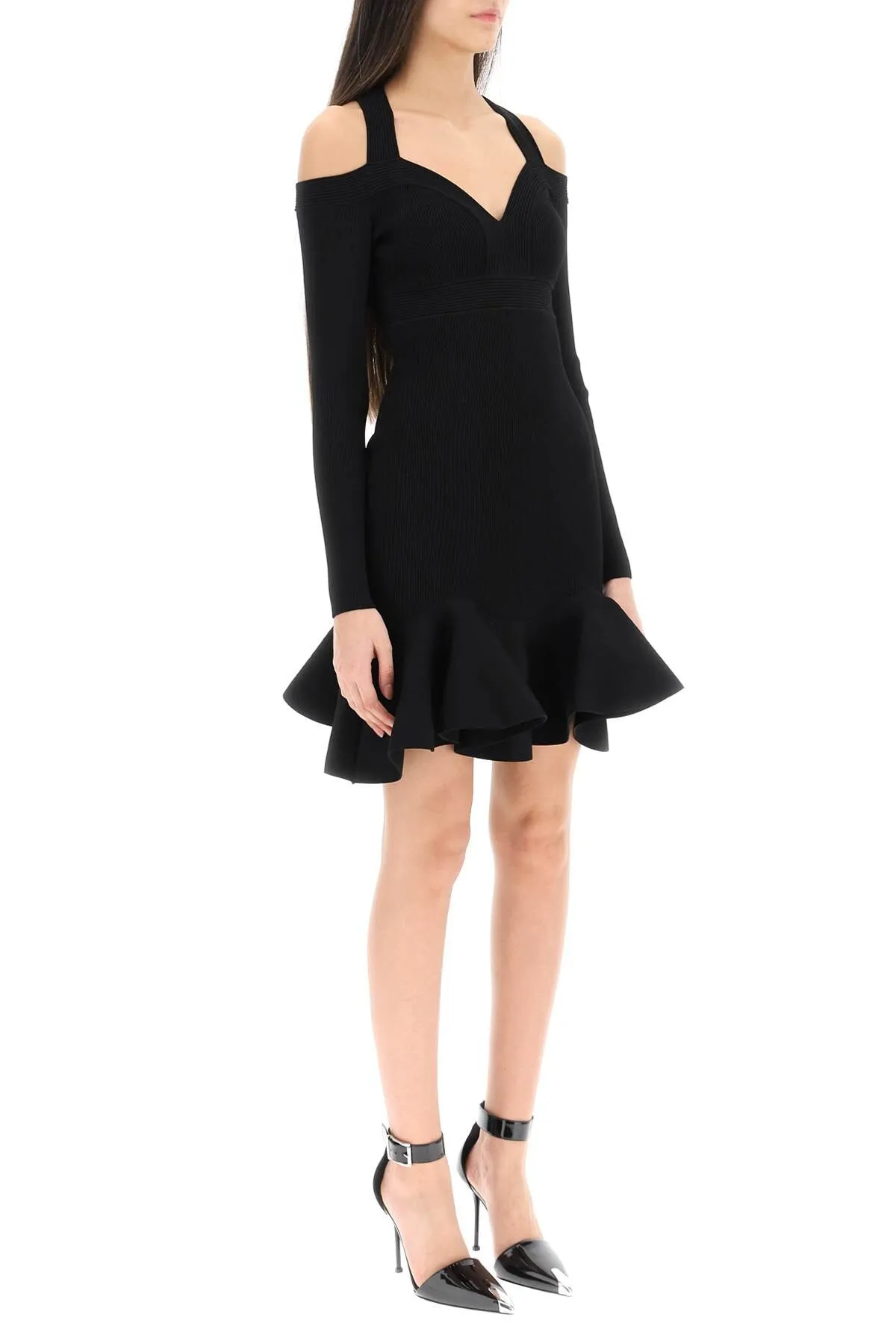 Alexander McQueen    Alexander Mcqueen Ribbed Knit Mini Dress