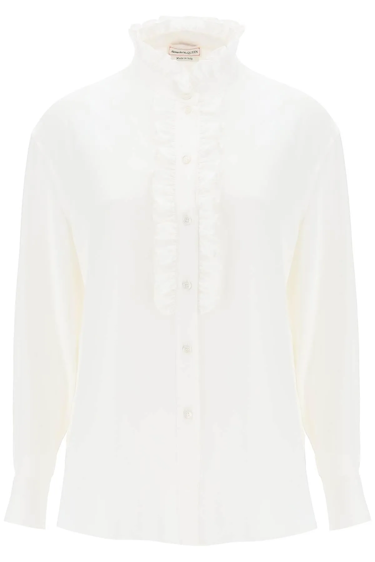 Alexander McQueen    Alexander Mcqueen Silk Satin Shirt With Ruffles