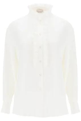 Alexander McQueen    Alexander Mcqueen Silk Satin Shirt With Ruffles