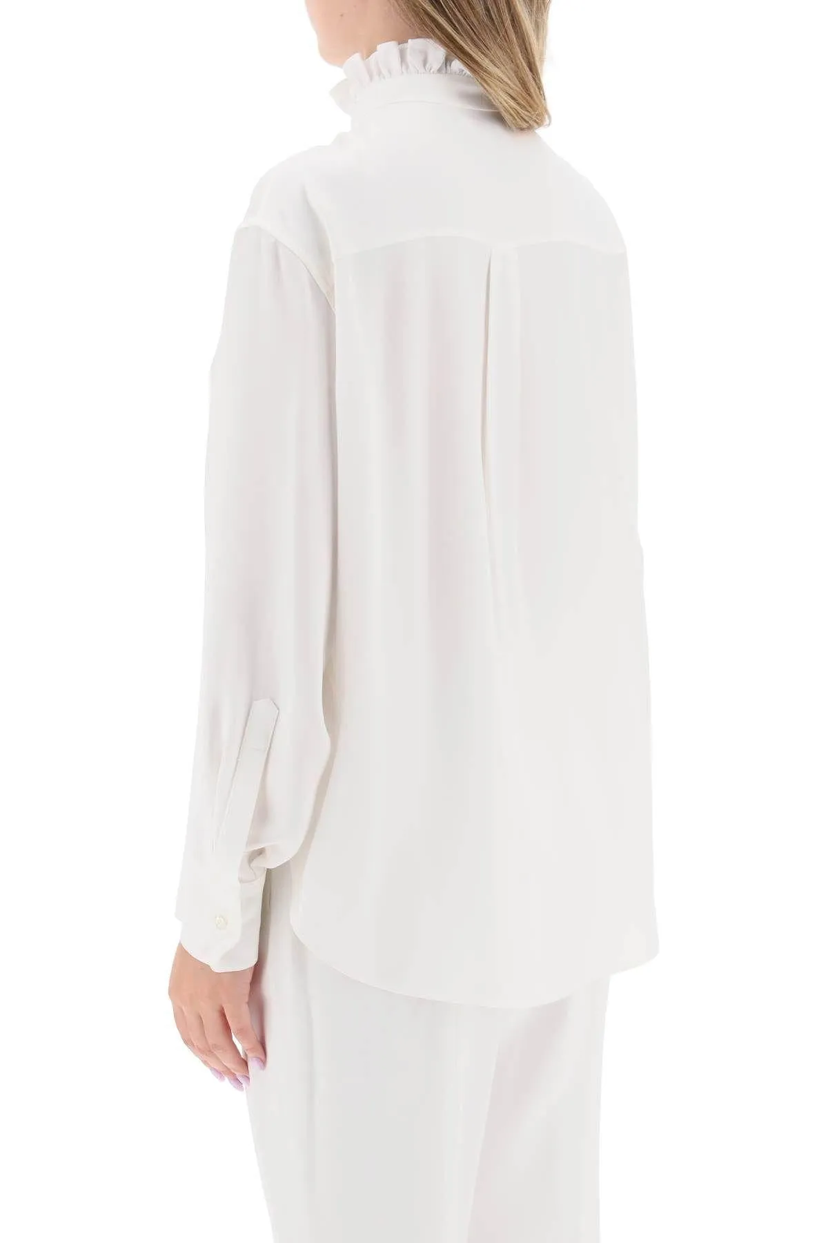 Alexander McQueen    Alexander Mcqueen Silk Satin Shirt With Ruffles