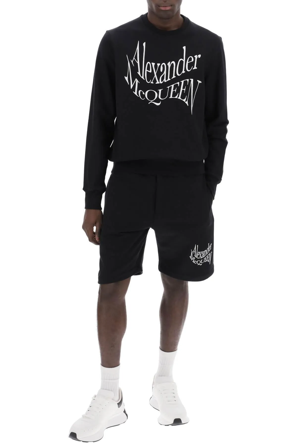 Alexander McQueen    Alexander Mcqueen Warped Logo Sweat Shorts