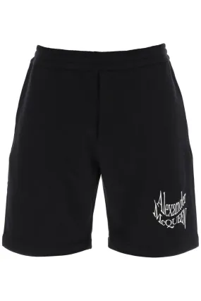 Alexander McQueen    Alexander Mcqueen Warped Logo Sweat Shorts