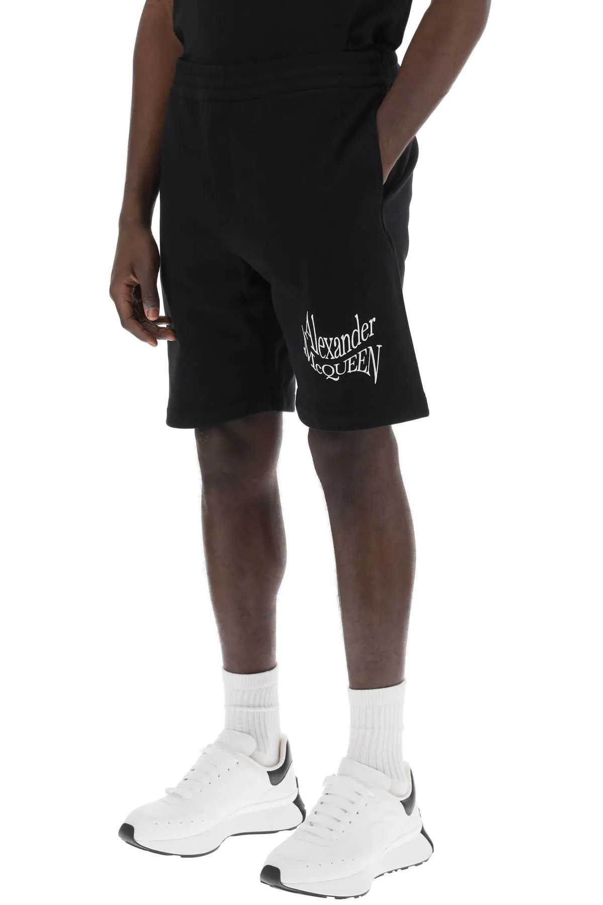 Alexander McQueen    Alexander Mcqueen Warped Logo Sweat Shorts