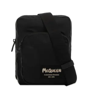 Alexander McQueen Grafitti Logo Camera BagBlack & Off White