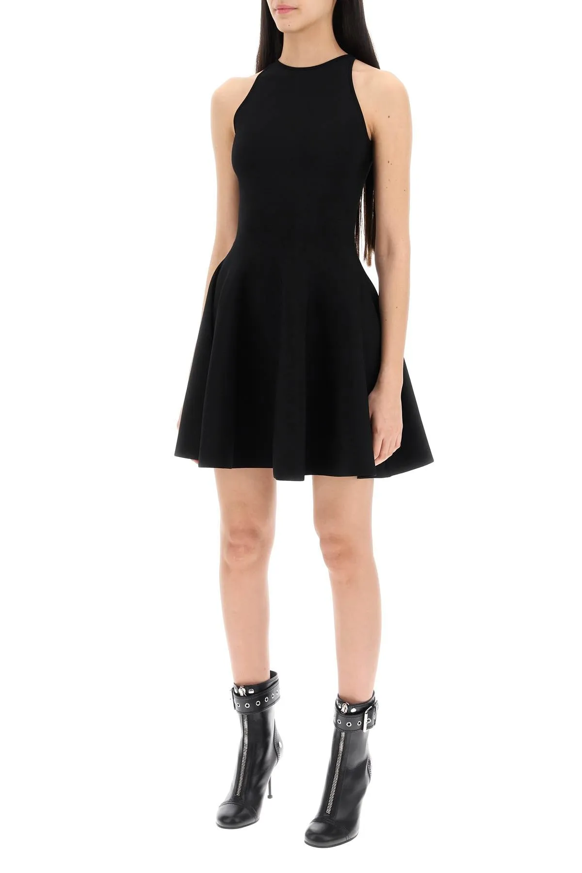 Alexander mcqueen mini knitted skater dress 791091 Q1A9V BLACK