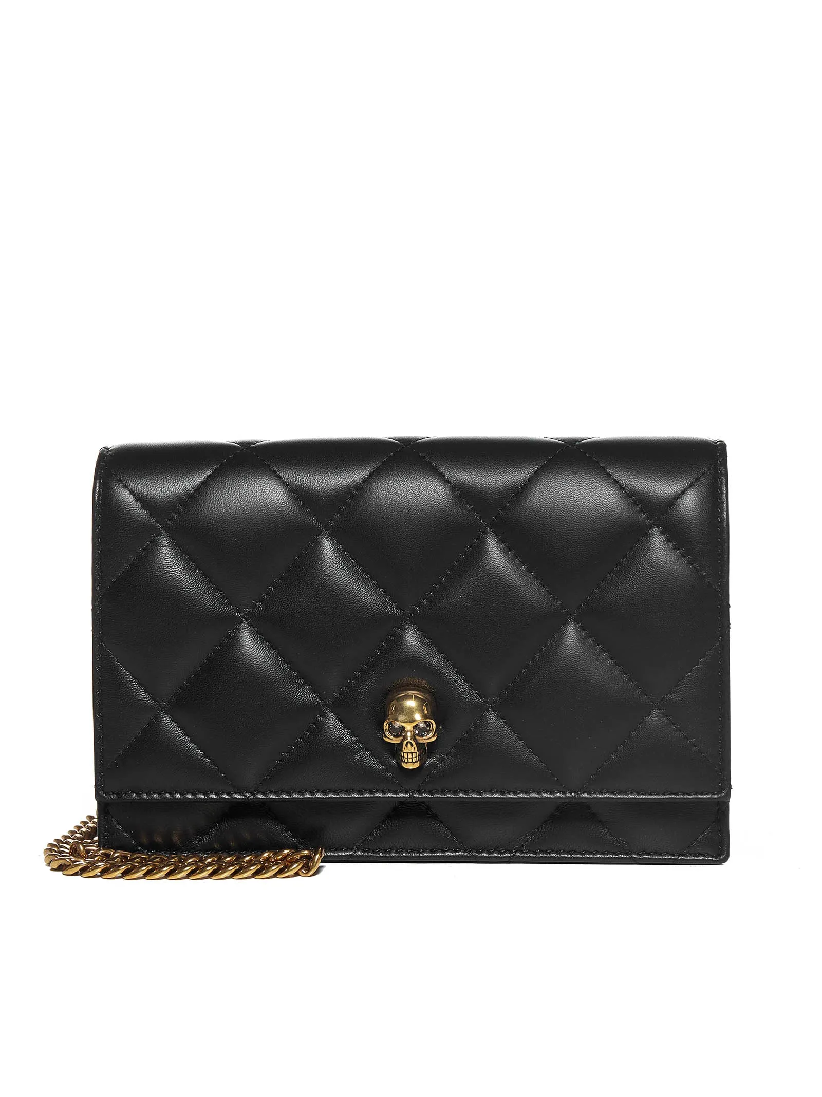 Alexander McQueen Skull-Logo Quilted Chained Clutch Bag