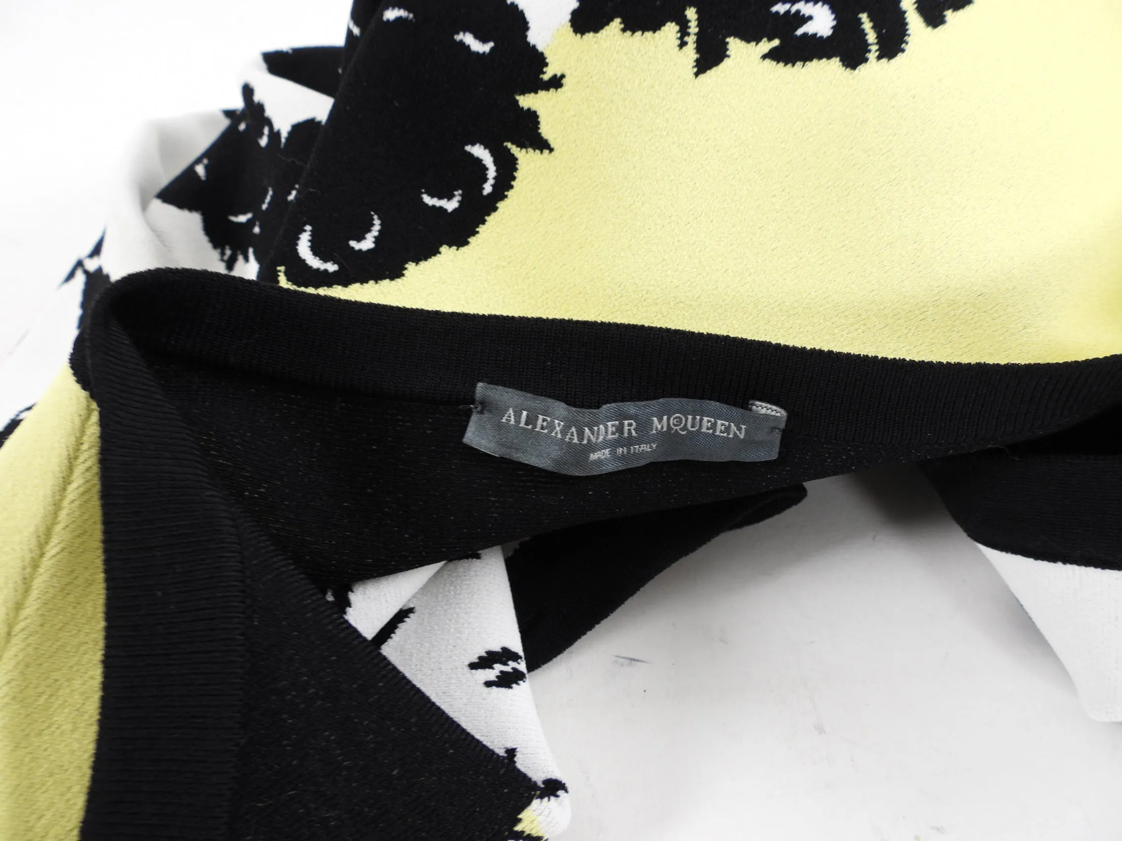 Alexander McQueen Yellow Black White Floral Knit Cardigan - M