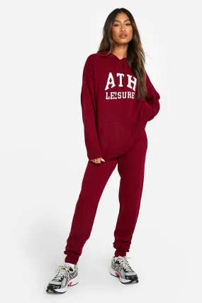 Ath Leisure Embroidered Knitted Oversized Hoody And Cuffed Jogger Set