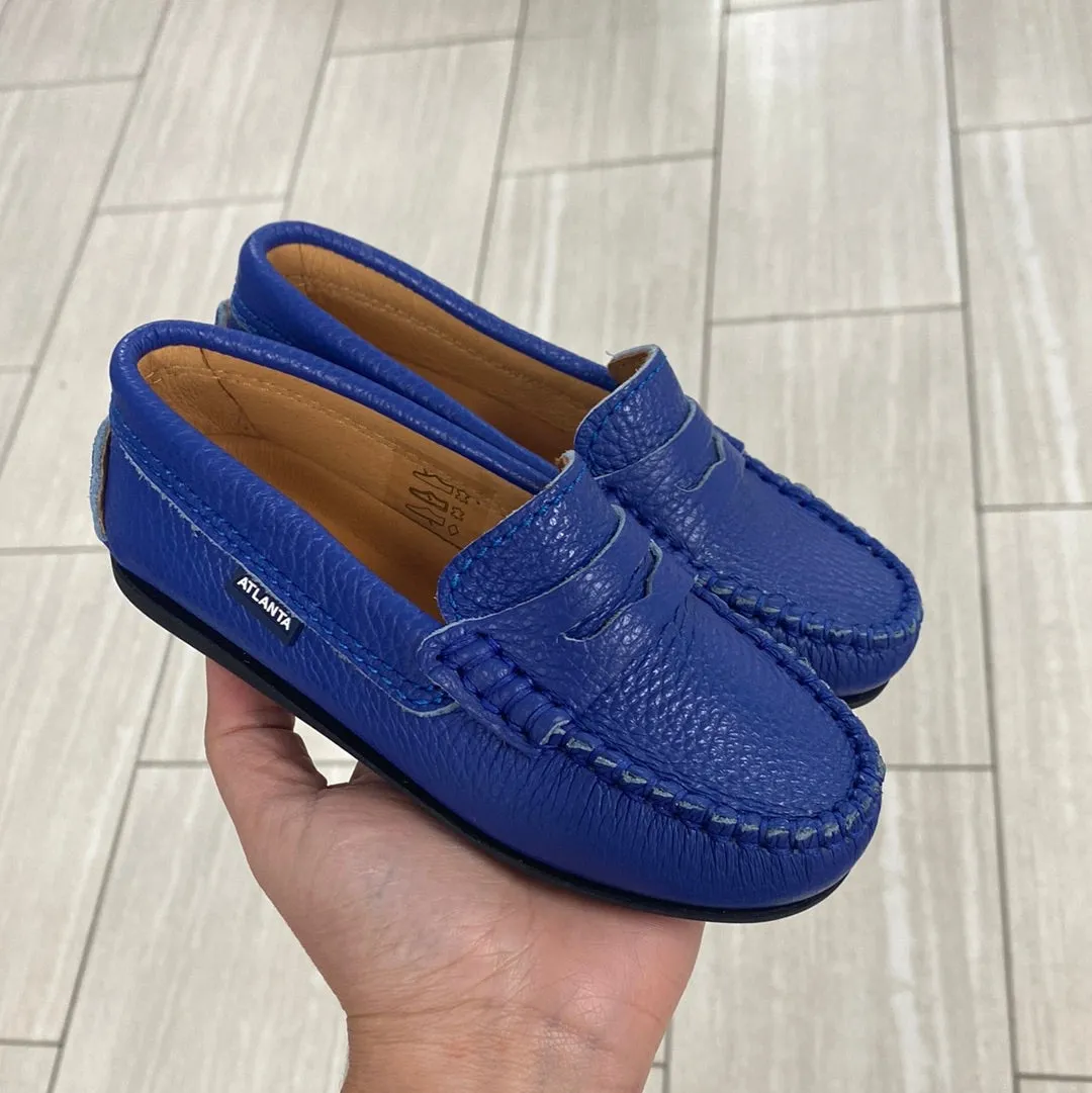 Atlanta Mocassin Royal Blue Pebbled Penny Loafer