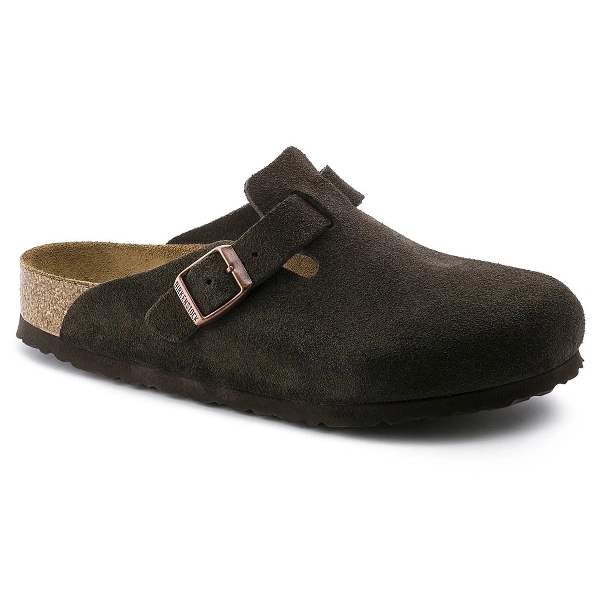 Birkenstock Boston Suede Flat Sandals Mocha