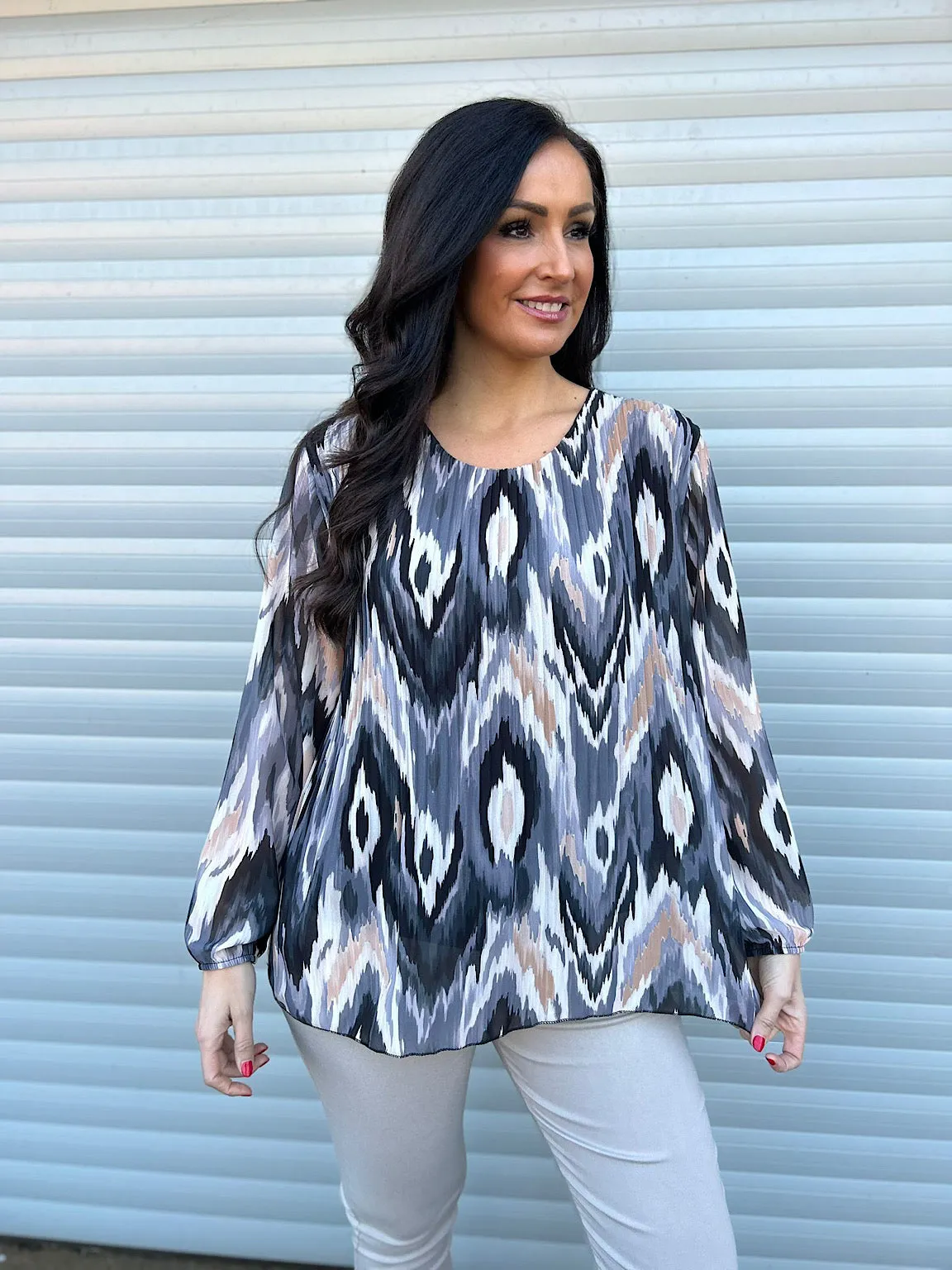 Black Diamond Pleated Blouse Charlotte