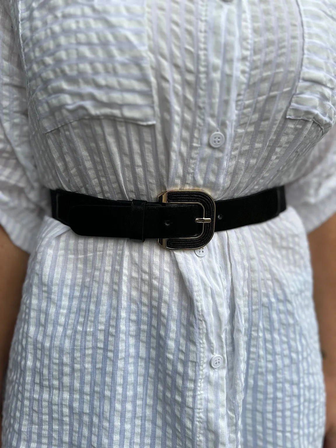 Black Elasticated Shimmer Buckle Belt