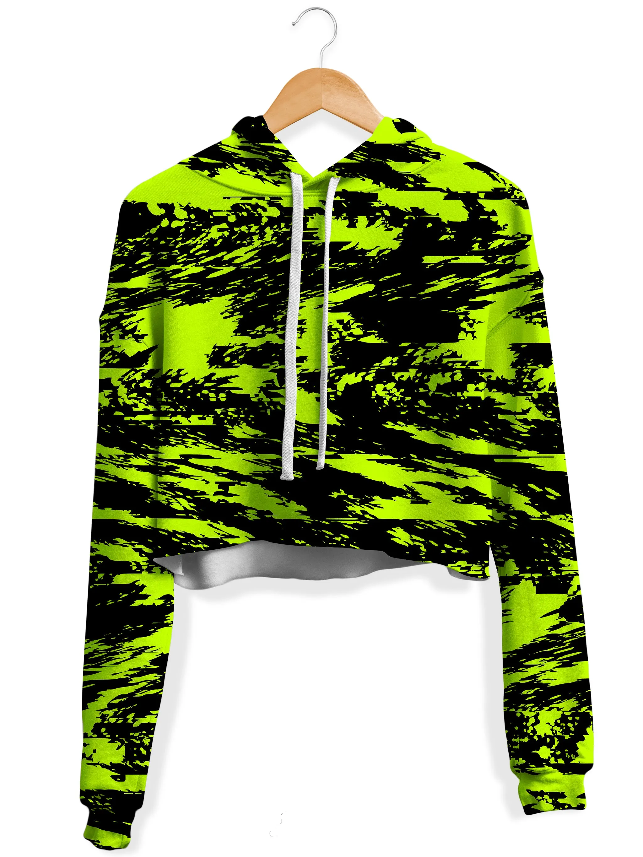 Black Lime Bolt Glitch Crop Hoodie and Leggings Combo