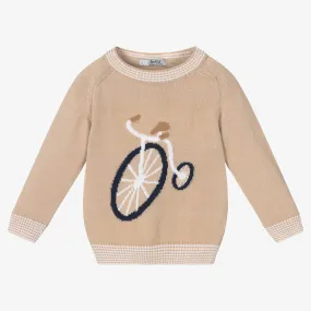 Boys Beige Cotton Knitted Sweater 