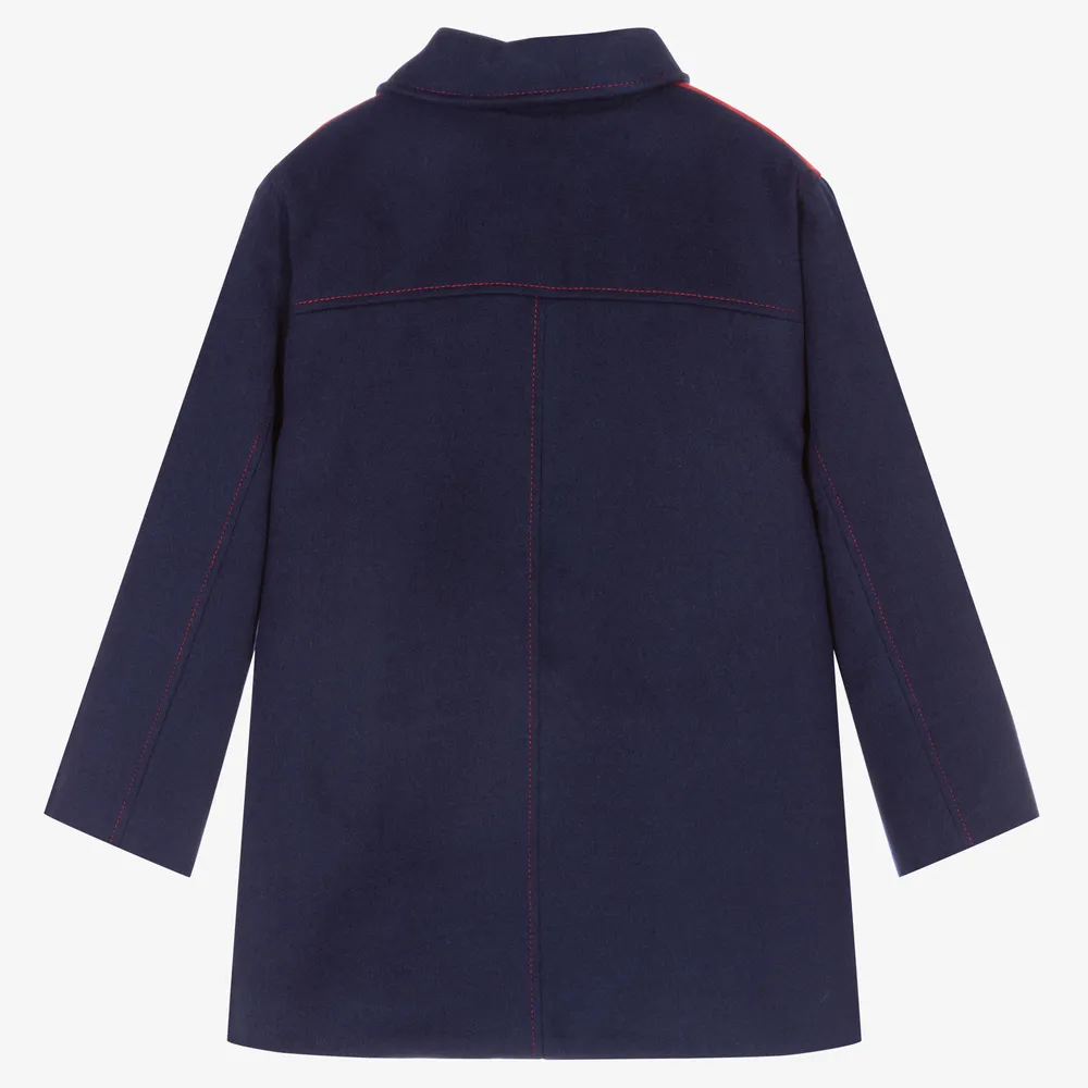 Boys Blue & Red Viscose Coat