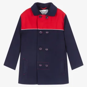 Boys Blue & Red Viscose Coat