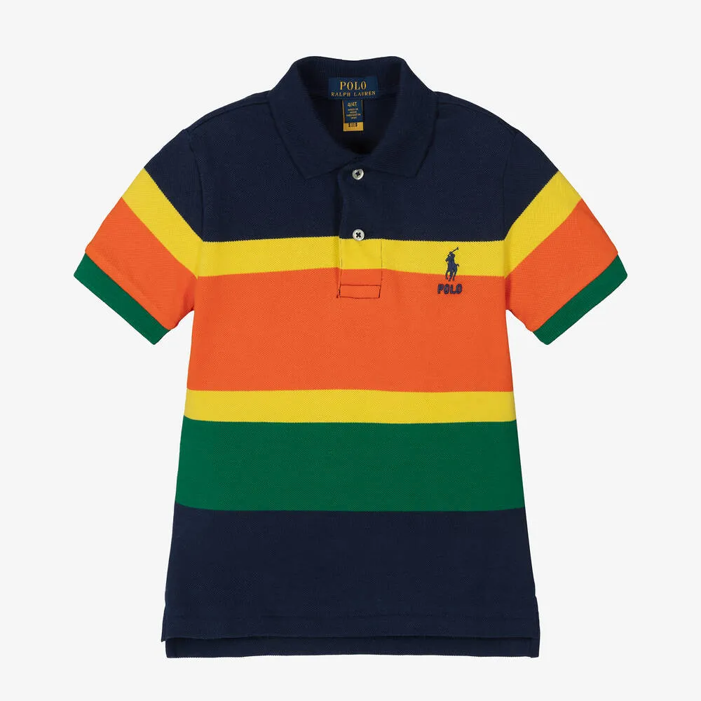 Boys Blue Colourblock Polo Shirt