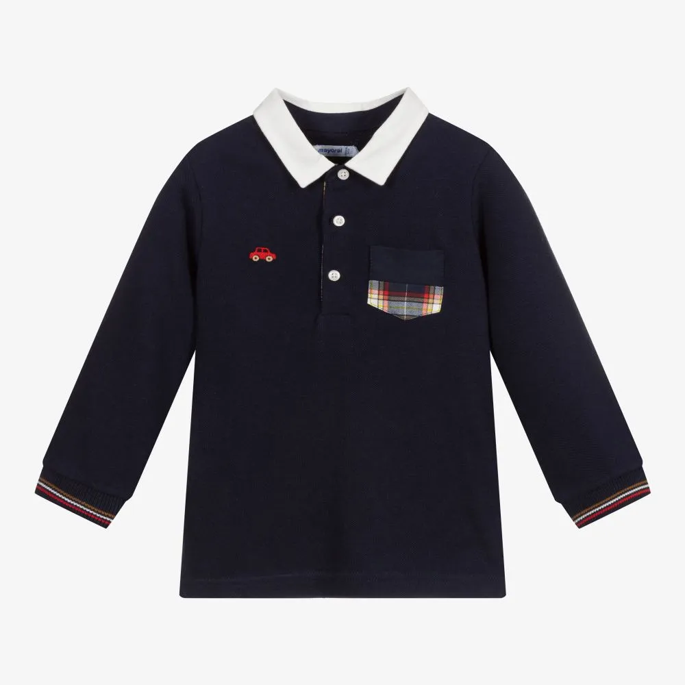 Boys Blue Cotton Polo Shirt