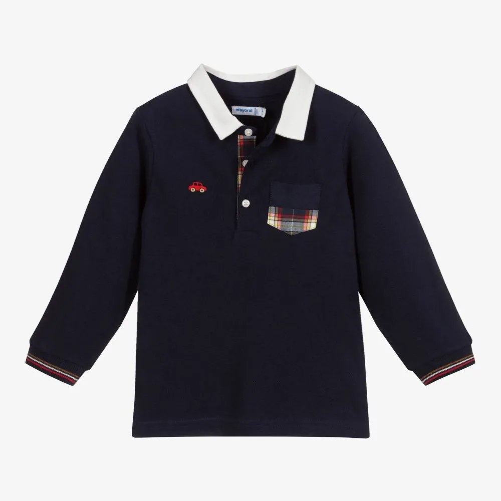 Boys Blue Cotton Polo Shirt