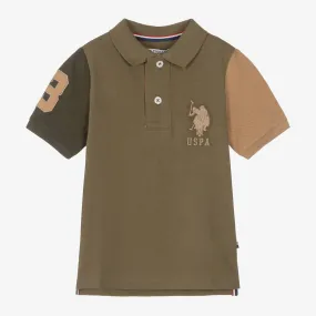 Boys Green Cotton Logo Polo Shirt