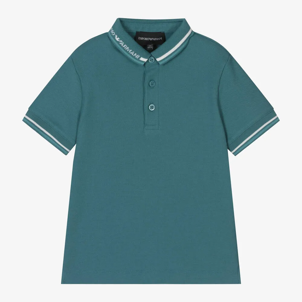 Boys Green Cotton Polo Shirt