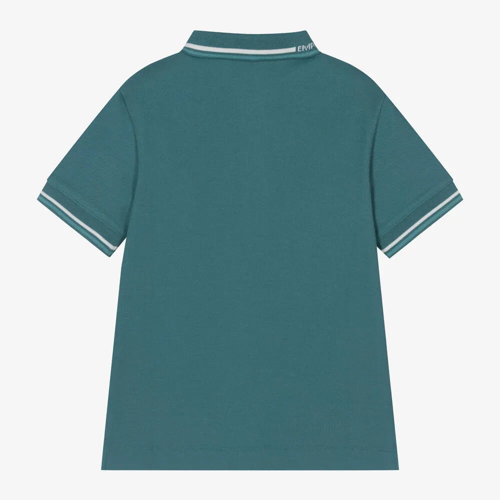 Boys Green Cotton Polo Shirt