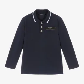 Boys Navy Blue Cotton Polo Shirt