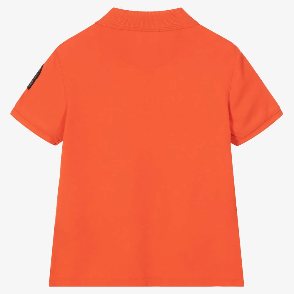 Boys Orange Cotton Polo Shirt