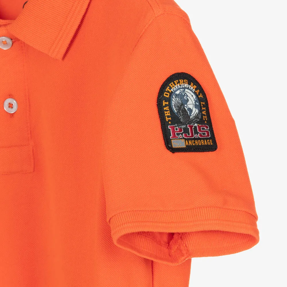 Boys Orange Cotton Polo Shirt