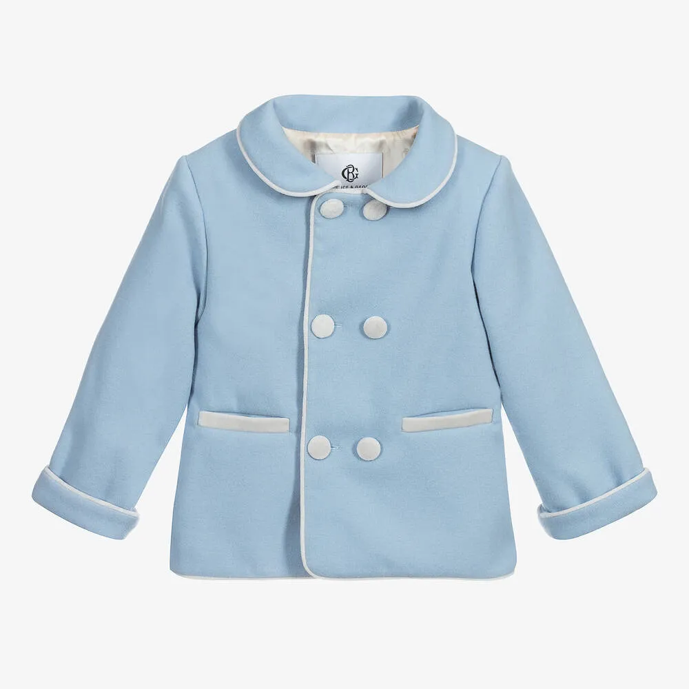 Boys Pale Blue Double-Breasted Coat 