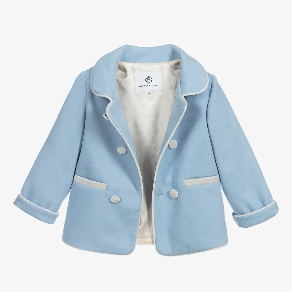 Boys Pale Blue Double-Breasted Coat 